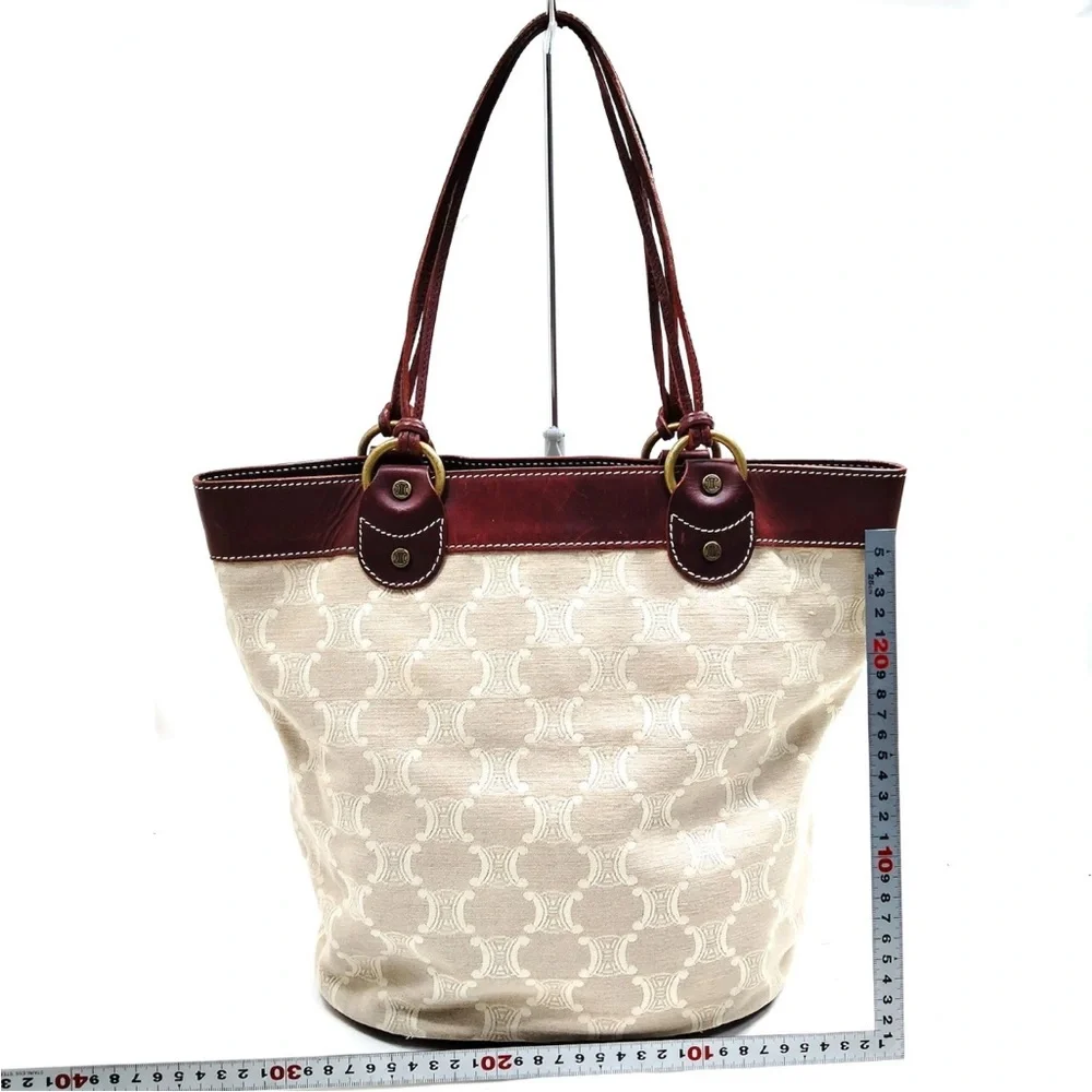 Celine Triomphe Cream and Brown Tote Bag EUC - Picture 2 of 10